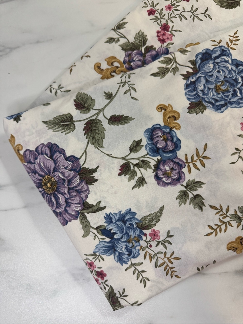 Vintage Dan River Double Fitted Sheet Floral No Iron Percale USA Cottagecore